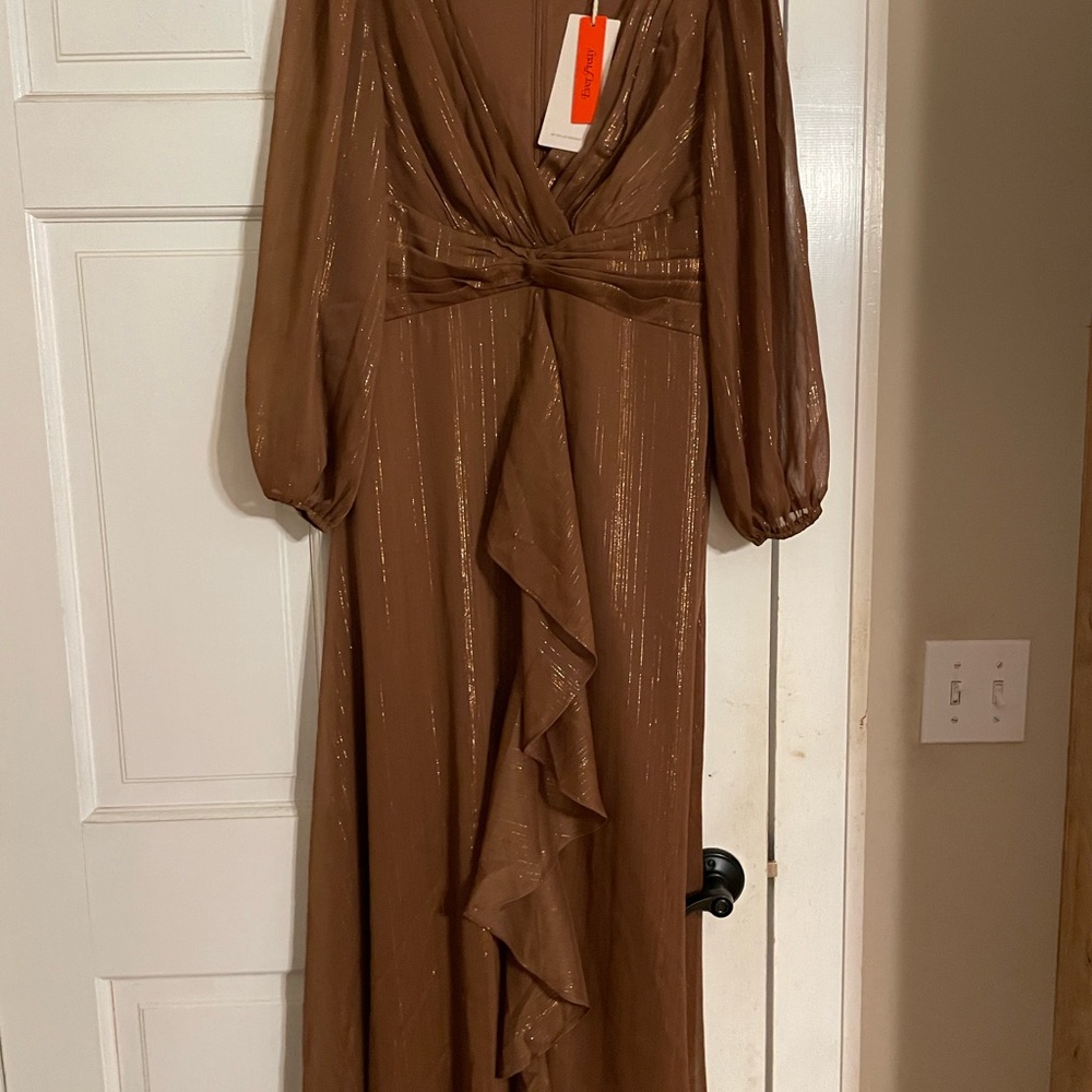 Ever Pretty Shimmering Brown Long Sleeve Dress